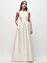 Front View Thumbnail - Ivory Sleeveless Keyhole Back Satin Maxi Dress