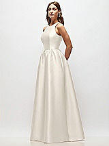 Side View Thumbnail - Ivory Sleeveless Keyhole Back Satin Maxi Dress
