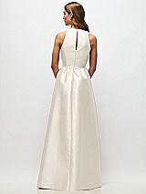 Rear View Thumbnail - Ivory Sleeveless Keyhole Back Satin Maxi Dress
