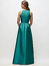 Rear View Thumbnail - Jade Sleeveless Keyhole Back Satin Maxi Dress