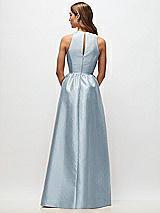 Rear View Thumbnail - Mist Sleeveless Keyhole Back Satin Maxi Dress