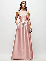 Front View Thumbnail - Rose Sleeveless Keyhole Back Satin Maxi Dress