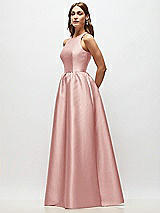 Side View Thumbnail - Rose Sleeveless Keyhole Back Satin Maxi Dress