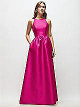 Front View Thumbnail - Think Pink Sleeveless Keyhole Back Satin Maxi Dress