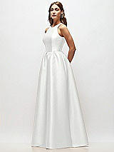 Side View Thumbnail - White Sleeveless Keyhole Back Satin Maxi Dress