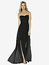 Alt View 1 Thumbnail - Black Strapless Draped Bodice Maxi Dress with Front Slits