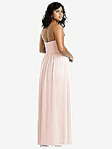 Rear View Thumbnail - Blush Strapless Draped Bodice Maxi Dress with Front Slits