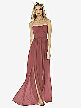 Alt View 1 Thumbnail - English Rose Strapless Draped Bodice Maxi Dress with Front Slits