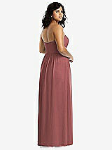 Rear View Thumbnail - English Rose Strapless Draped Bodice Maxi Dress with Front Slits