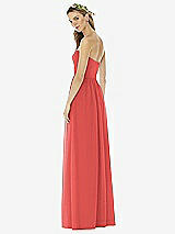 Alt View 2 Thumbnail - Perfect Coral Strapless Draped Bodice Maxi Dress with Front Slits