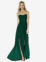 Alt View 1 Thumbnail - Hunter Green Strapless Draped Bodice Maxi Dress with Front Slits