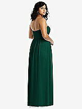 Rear View Thumbnail - Hunter Green Strapless Draped Bodice Maxi Dress with Front Slits