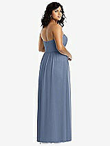 Rear View Thumbnail - Larkspur Blue Strapless Draped Bodice Maxi Dress with Front Slits