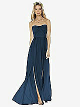 Alt View 1 Thumbnail - Sofia Blue Strapless Draped Bodice Maxi Dress with Front Slits