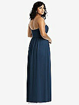 Rear View Thumbnail - Sofia Blue Strapless Draped Bodice Maxi Dress with Front Slits