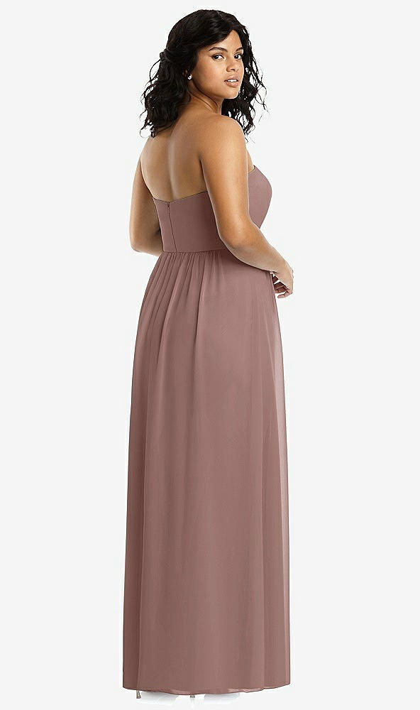 Back View - Sienna Strapless Draped Bodice Maxi Dress with Front Slits
