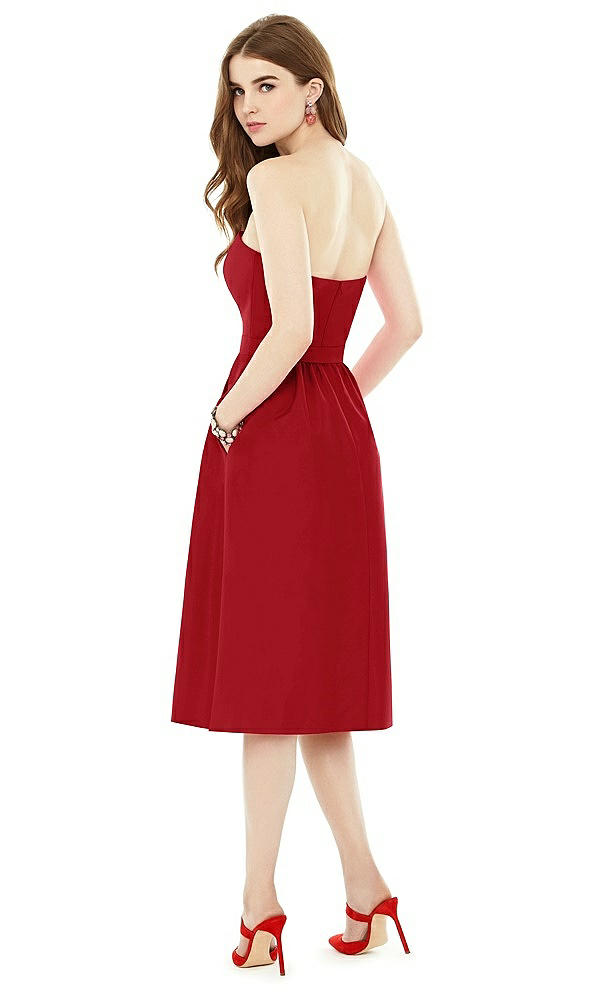 Back View - Garnet Midi Natural Waist Strapless Dress
