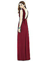 Rear View Thumbnail - Burgundy Natural Waist Sleeveless Shirred Skirt Dress