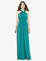 Front View Thumbnail - Mediterranean Maxi Chiffon Knit Halter Neck Dress