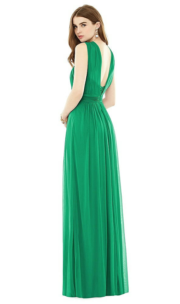 Back View - Pantone Emerald Maxi Chiffon Knit Halter Neck Dress