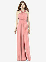 Front View Thumbnail - Apricot Maxi Chiffon Knit Halter Neck Dress