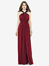 Front View Thumbnail - Burgundy Maxi Chiffon Knit Halter Neck Dress