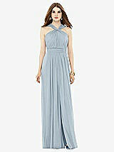 Front View Thumbnail - Mist Maxi Chiffon Knit Halter Neck Dress