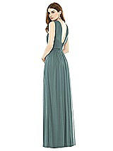 Rear View Thumbnail - Smoke Blue Maxi Chiffon Knit Halter Neck Dress