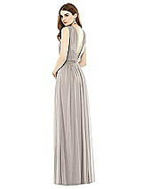 Rear View Thumbnail - Taupe Maxi Chiffon Knit Halter Neck Dress