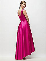 Rear View Thumbnail - Think Pink Sleeveless Pleated Skirt High Low Dress with Pockets