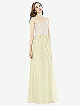 Front View Thumbnail - Butter Yellow & Ivory Full Length Strapless Satin Twill dress with Pockets