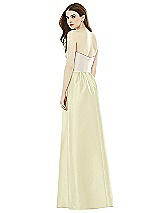 Rear View Thumbnail - Butter Yellow & Ivory Full Length Strapless Satin Twill dress with Pockets