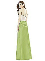 Rear View Thumbnail - Mojito & Ivory Full Length Strapless Satin Twill dress with Pockets