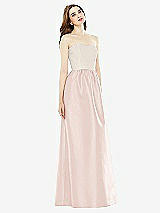 Front View Thumbnail - Blush & Ivory Full Length Strapless Satin Twill dress with Pockets