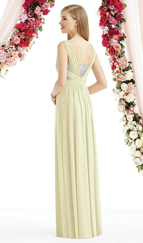 Back View - Butter Yellow & Metallic Silver After Six Bridesmaid Dress 6741