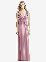 Front View Thumbnail - Dusty Pink & Metallic Silver After Six Bridesmaid Dress 6741