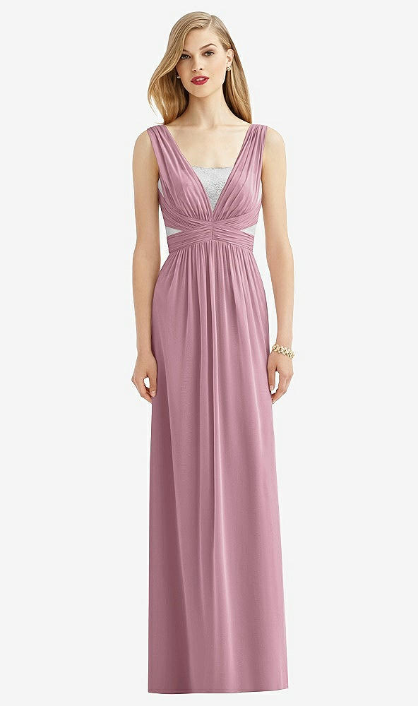 Front View - Dusty Pink & Metallic Silver After Six Bridesmaid Dress 6741
