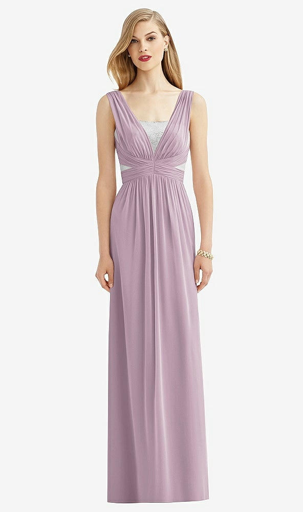 Front View - Suede Rose & Metallic Silver After Six Bridesmaid Dress 6741