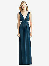 Front View Thumbnail - Atlantic Blue & Metallic Silver After Six Bridesmaid Dress 6741