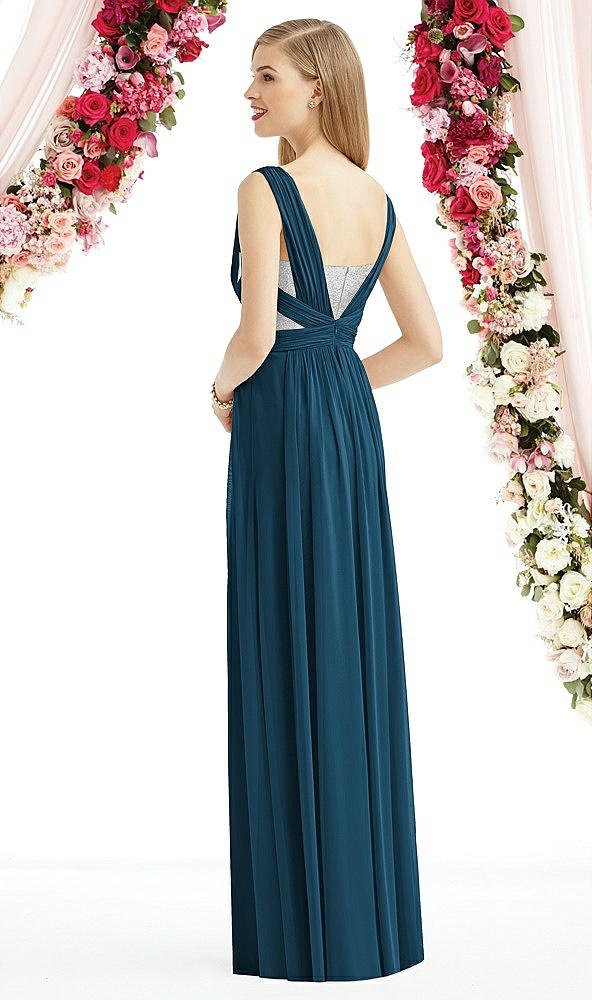 Back View - Atlantic Blue & Metallic Silver After Six Bridesmaid Dress 6741
