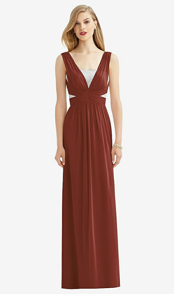 Front View - Auburn Moon & Metallic Silver After Six Bridesmaid Dress 6741