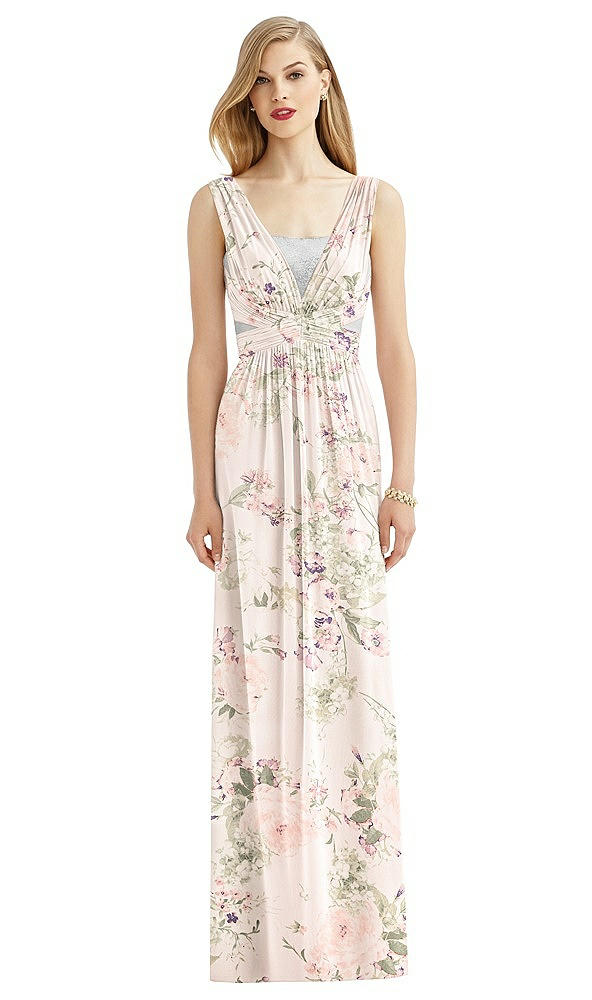 Front View - Blush Garden & Metallic Silver After Six Bridesmaid Dress 6741