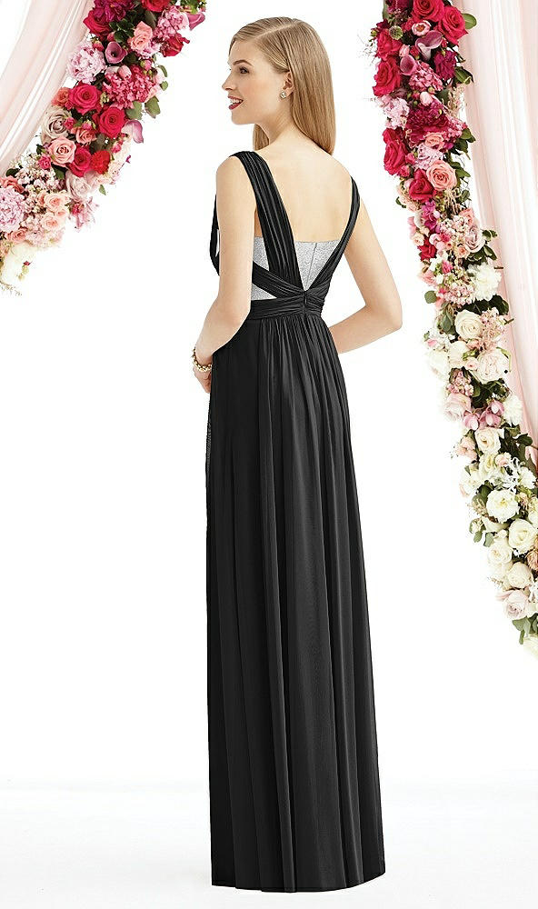 Back View - Black & Metallic Silver After Six Bridesmaid Dress 6741