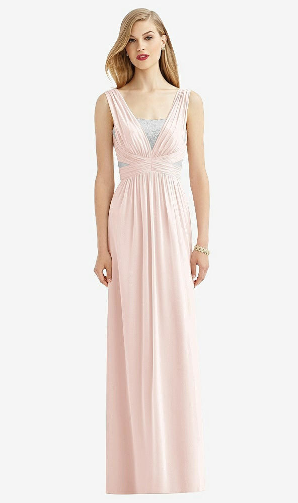 Front View - Blush & Metallic Silver After Six Bridesmaid Dress 6741