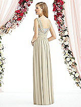 Rear View Thumbnail - Champagne & Metallic Silver After Six Bridesmaid Dress 6741