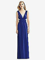 Front View Thumbnail - Cobalt Blue & Metallic Silver After Six Bridesmaid Dress 6741