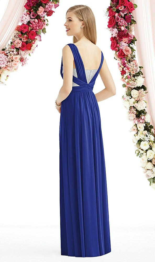 Back View - Cobalt Blue & Metallic Silver After Six Bridesmaid Dress 6741