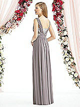 Rear View Thumbnail - Cashmere Gray & Metallic Silver After Six Bridesmaid Dress 6741
