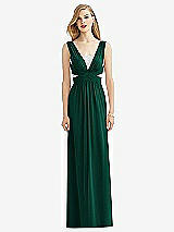 Front View Thumbnail - Hunter Green & Metallic Silver After Six Bridesmaid Dress 6741