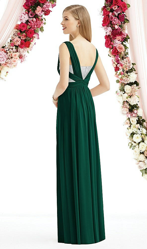 Back View - Hunter Green & Metallic Silver After Six Bridesmaid Dress 6741